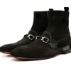 Best Vinci Leather Shoes Vinci Leather The Baron Suede Bit Zip-up Dress Boot (9026 X) Black