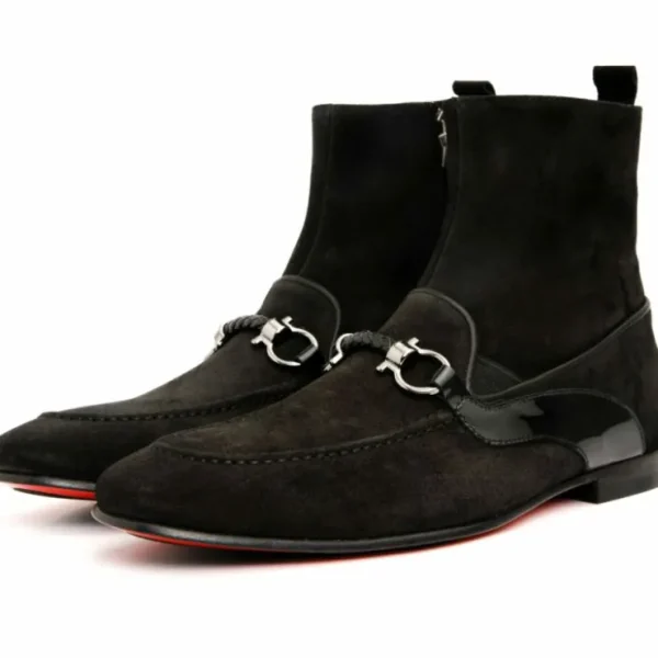 vinci_leather_the_baron_b_1-1.webp Best Vinci Leather Shoes Vinci Leather The Baron Suede Bit Zip-up Dress Boot (9026 X) Black
