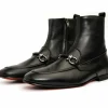 Best Vinci Leather Shoes Vinci Leather The Baron Bit Zip-up Dress Boot (9026 X) Black