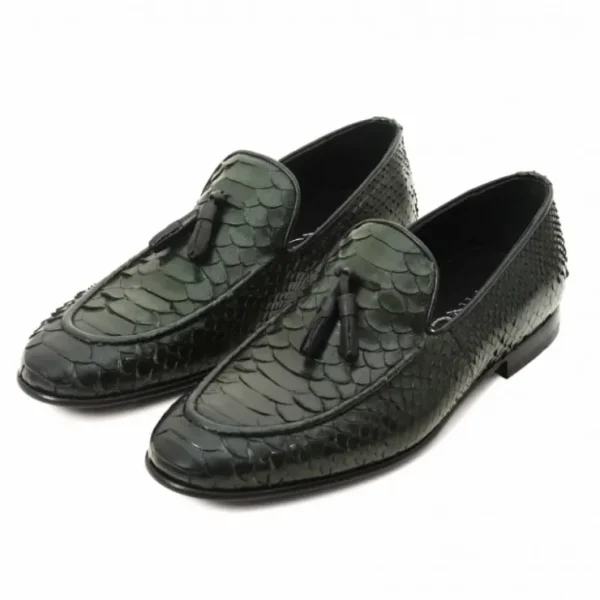 vinci_leather_the_bethesd_2.webp Cheap Vinci Leather Shoes Vinci Leather The Bethesda Python Tassel Loafers (18621 Y-1) Green