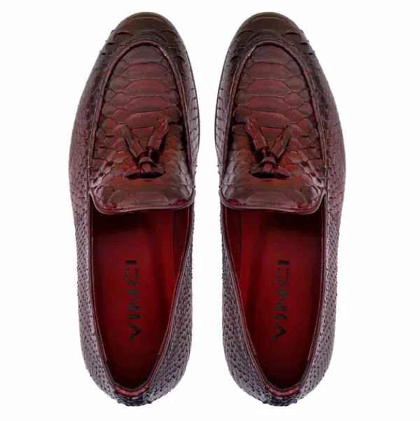 vinci_leather_the_bethesd_3-2.webp Best Vinci Leather Shoes Vinci Leather The Bethesda Python Tassel Loafers (18621 Y-1) Burgundy