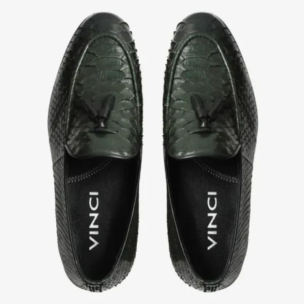 vinci_leather_the_bethesd_4.webp Cheap Vinci Leather Shoes Vinci Leather The Bethesda Python Tassel Loafers (18621 Y-1) Green