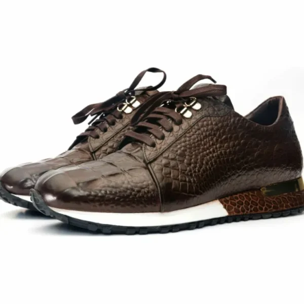 vinci_leather_the_bomba_b_1-1.webp Best Vinci Leather Shoes Vinci Leather The Bomba Crocodile Leather Sneaker (Vc-D521T-52) Brown