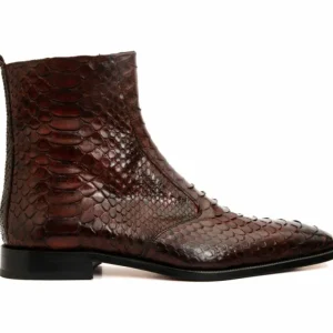 Online Vinci Leather Shoes Vinci Leather The Boss Python Snk Zip-up Leather Boot Limited Edition Burgundy