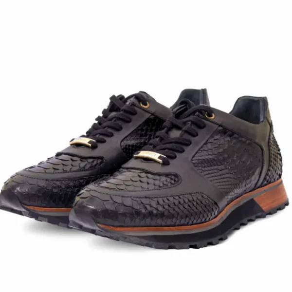 Sale Vinci Leather Shoes Vinci Leather The Boss Pyth Snk Skin Sneaker Black