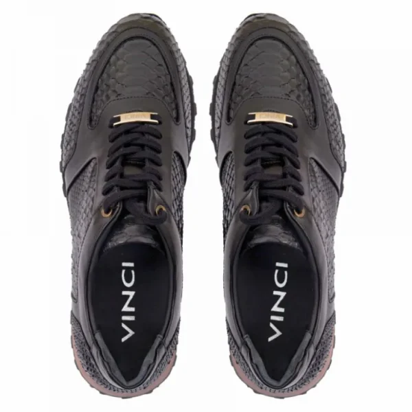 Sale Vinci Leather Shoes Vinci Leather The Boss Pyth Snk Skin Sneaker Black