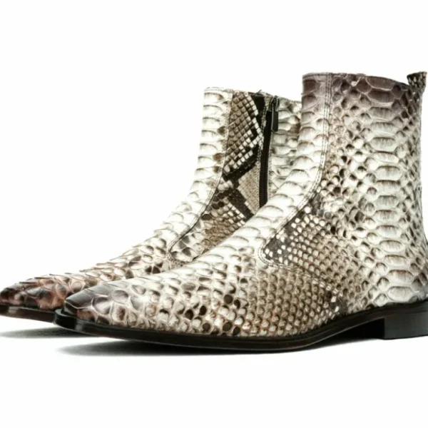 vinci_leather_the_boss_wh_1.webp Hot Vinci Leather Shoes Vinci Leather The Boss Python Snk Zip-up Leather Boot Limited Edition White