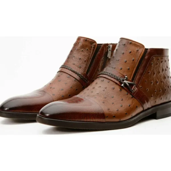 vinci_leather_the_dallas__2-1.webp Fashion Vinci Leather Shoes Vinci Leather The Dallas Leather Bit Ankle Zip-up Dress Boot (10726) Brown