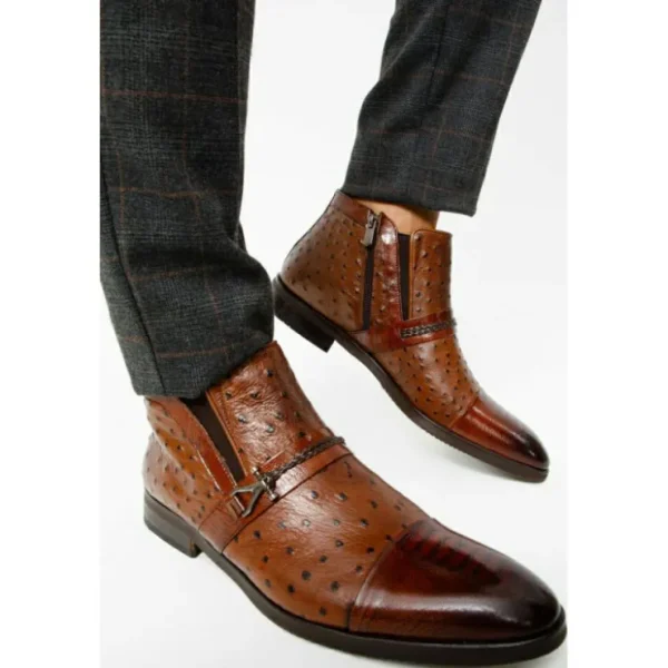 vinci_leather_the_dallas__6-1.webp Fashion Vinci Leather Shoes Vinci Leather The Dallas Leather Bit Ankle Zip-up Dress Boot (10726) Brown