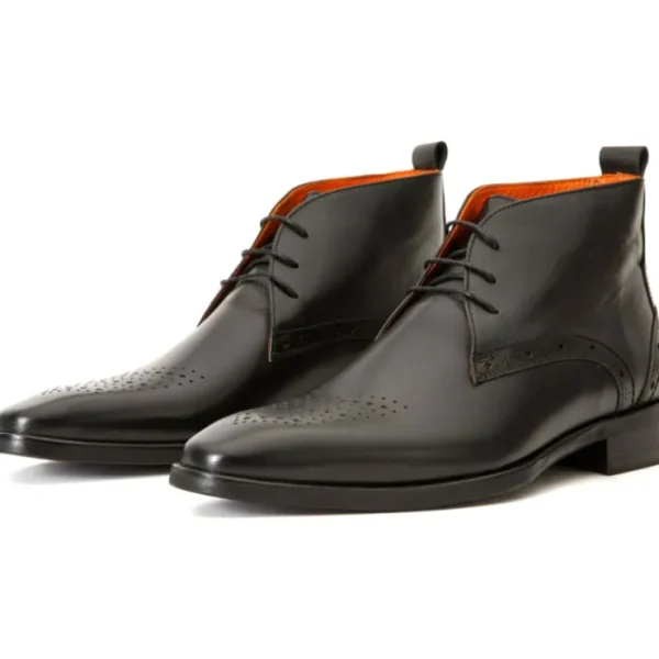 Cheap Vinci Leather Shoes Vinci Leather The Dessalines Leather Chukka Brogue Dress Boot (X-868) Black