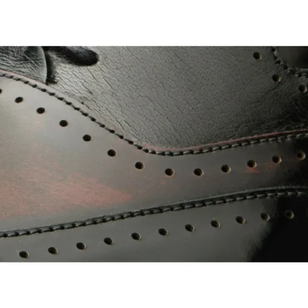 Online Vinci Leather Shoes Vinci Leather The Dicle Black / Burgundy Wingtip Semi Brogue Derby Shoe (16010)