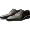 Online Vinci Leather Shoes Vinci Leather The Dicle Black / Burgundy Wingtip Semi Brogue Derby Shoe (16010)