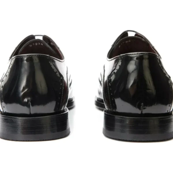 Online Vinci Leather Shoes Vinci Leather The Dicle Black / Burgundy Wingtip Semi Brogue Derby Shoe (16010)