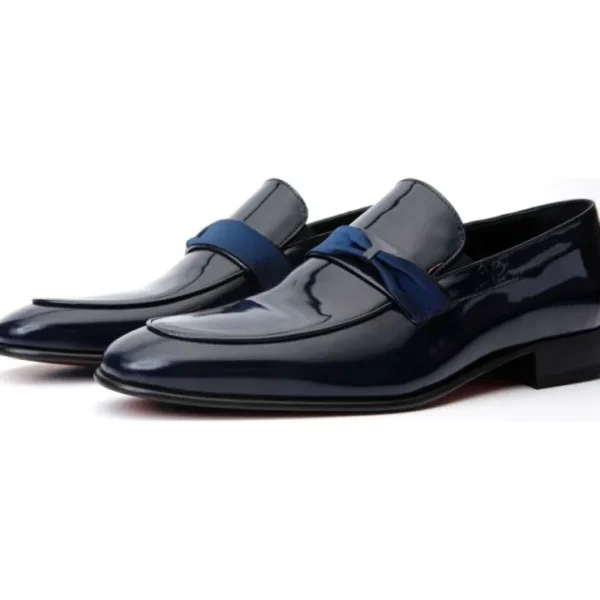 vinci_leather_the_dodoma__2-2.webp Discount Vinci Leather Shoes Vinci Leather The Dodoma Patent Leather Loafer Shoe (8017) Navy