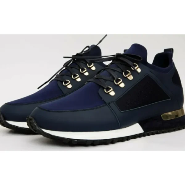 Cheap Vinci Leather Shoes Vinci Leather The Emir Leather Sneaker For Men (D-529) Navy