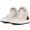 Online Vinci Leather Shoes Vinci Leather The Eugene Woven Leather High-Top Sneaker White / Gold