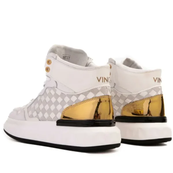 vinci_leather_the_eugene__2-1.webp Online Vinci Leather Shoes Vinci Leather The Eugene Woven Leather High-Top Sneaker White / Gold