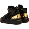 Discount Vinci Leather Shoes Vinci Leather The Eugene Woven Leather High-Top Sneaker Black / Gold