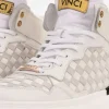Online Vinci Leather Shoes Vinci Leather The Eugene Woven Leather High-Top Sneaker White / Gold
