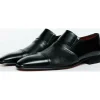 Fashion Vinci Leather Shoes Vinci Leather The Everest Leather Cap Toe Dress Loafer Shoe (16005) Black