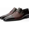 Hot Vinci Leather Shoes Vinci Leather The Everest Burnished Leather Cap Toe Dress Loafer Shoe (16005) Burgundy