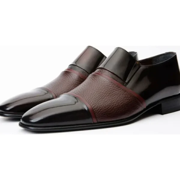 Hot Vinci Leather Shoes Vinci Leather The Everest Burnished Leather Cap Toe Dress Loafer Shoe (16005) Burgundy
