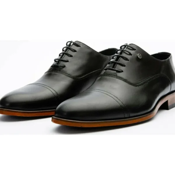 vinci_leather_the_gambaha_1.webp Fashion Vinci Leather Shoes Vinci Leather The Gambaha Leather Quarter Brogue Cap Toe Oxford Shoe (8012) Black