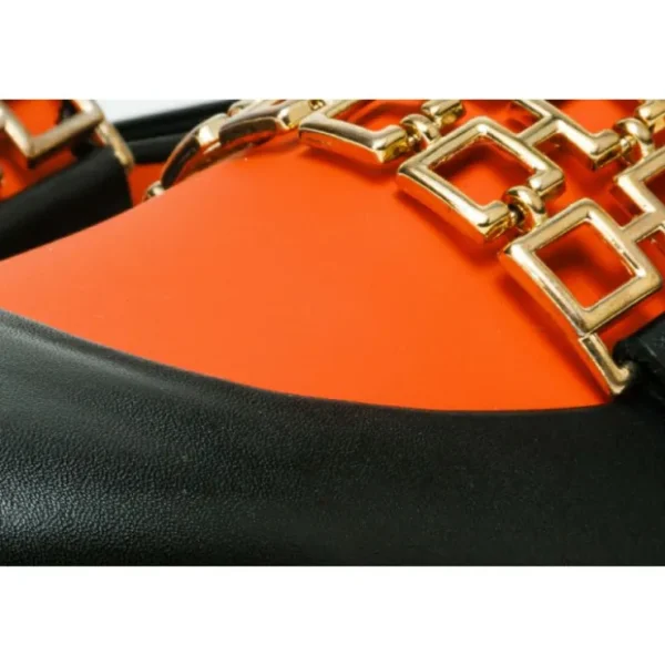 Hot Vinci Leather Shoes Vinci Leather The Gemena Black / Orange Shoe Bit Dress Loafer