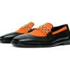 Hot Vinci Leather Shoes Vinci Leather The Gemena Black / Orange Shoe Bit Dress Loafer