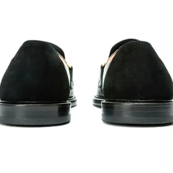 Hot Vinci Leather Shoes Vinci Leather The Gemena Black / Orange Shoe Bit Dress Loafer