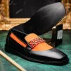 Hot Vinci Leather Shoes Vinci Leather The Gemena Black / Orange Shoe Bit Dress Loafer