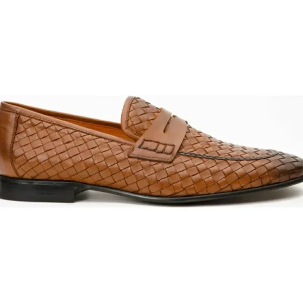 vinci_leather_the_grand_w_0-1.webp Discount Vinci Leather Shoes Vinci Leather The Grand Woven Leather Shoe Penny Loafer (11060) Brown