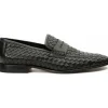 Hot Vinci Leather Shoes Vinci Leather The Grand Woven Leather Shoe Penny Loafer (11060) Black