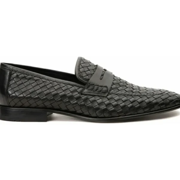 vinci_leather_the_grand_w_0.webp Hot Vinci Leather Shoes Vinci Leather The Grand Woven Leather Shoe Penny Loafer (11060) Black