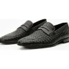 Hot Vinci Leather Shoes Vinci Leather The Grand Woven Leather Shoe Penny Loafer (11060) Black