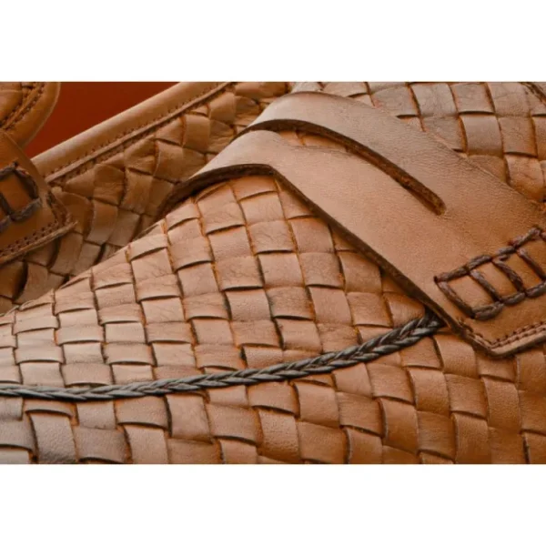 vinci_leather_the_grand_w_3-1.webp Discount Vinci Leather Shoes Vinci Leather The Grand Woven Leather Shoe Penny Loafer (11060) Brown