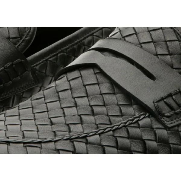 vinci_leather_the_grand_w_3.webp Hot Vinci Leather Shoes Vinci Leather The Grand Woven Leather Shoe Penny Loafer (11060) Black