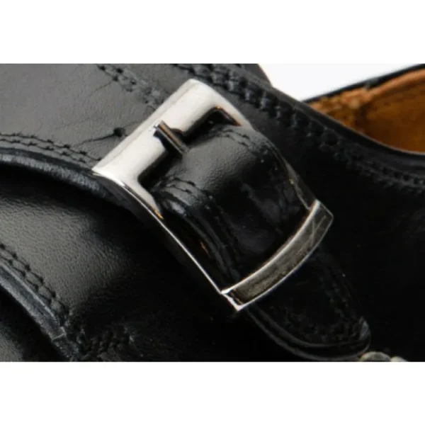 New Vinci Leather Shoes Vinci Leather The Hagrid Single Monk Strap Handmade Shoe (X-6827 V-02) Black