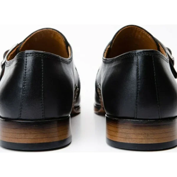 New Vinci Leather Shoes Vinci Leather The Hagrid Single Monk Strap Handmade Shoe (X-6827 V-02) Black