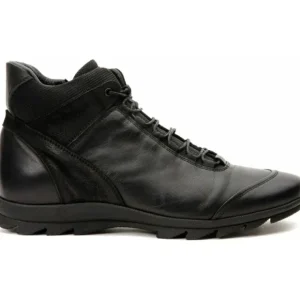 Cheap Vinci Leather Shoes Vinci Leather The Houston Leather Lace-up Casual Boot With A Zipper (03618 S-8) Black