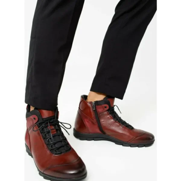 vinci_leather_the_houston_1-2.webp Shop Vinci Leather Shoes Vinci Leather The Houston Leather Lace-up Casual Boot With A Zipper (03618 B-9) Burgundy