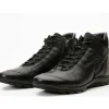 Cheap Vinci Leather Shoes Vinci Leather The Houston Leather Lace-up Casual Boot With A Zipper (03618 S-8) Black