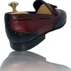 New Vinci Leather Shoes Vinci Leather The Istanbul Black / Burgundy Leather Tassel Loafer Shoe