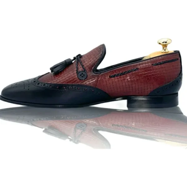 vinci_leather_the_istanbu_2-1.webp New Vinci Leather Shoes Vinci Leather The Istanbul Black / Burgundy Leather Tassel Loafer Shoe