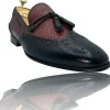 New Vinci Leather Shoes Vinci Leather The Istanbul Black / Burgundy Leather Tassel Loafer Shoe