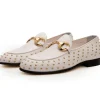 New Vinci Leather Shoes Vinci Leather The Jupiter Spike Leather Bit Loafer Limited Edition (D-7051 ) White