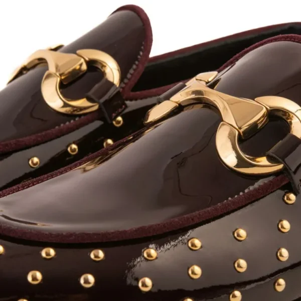 Sale Vinci Leather Shoes Vinci Leather The Jupiter Spike Leather Bit Loafer Limited Edition (D-7051 ) Burgundy