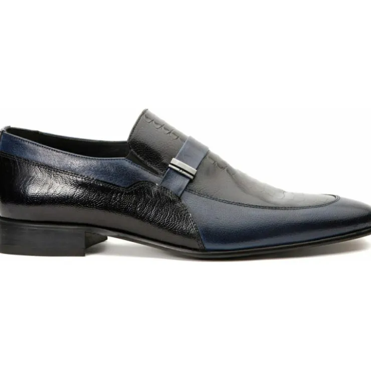 Cheap Vinci Leather Shoes Vinci Leather The Kazablanka Leather Bit Loafer Shoe (10658) Navy