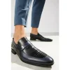 Cheap Vinci Leather Shoes Vinci Leather The Kazablanka Leather Bit Loafer Shoe (10658) Navy