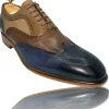 Online Vinci Leather Shoes Vinci Leather The La Chapelle Blue / Beige Wingtip Shoe